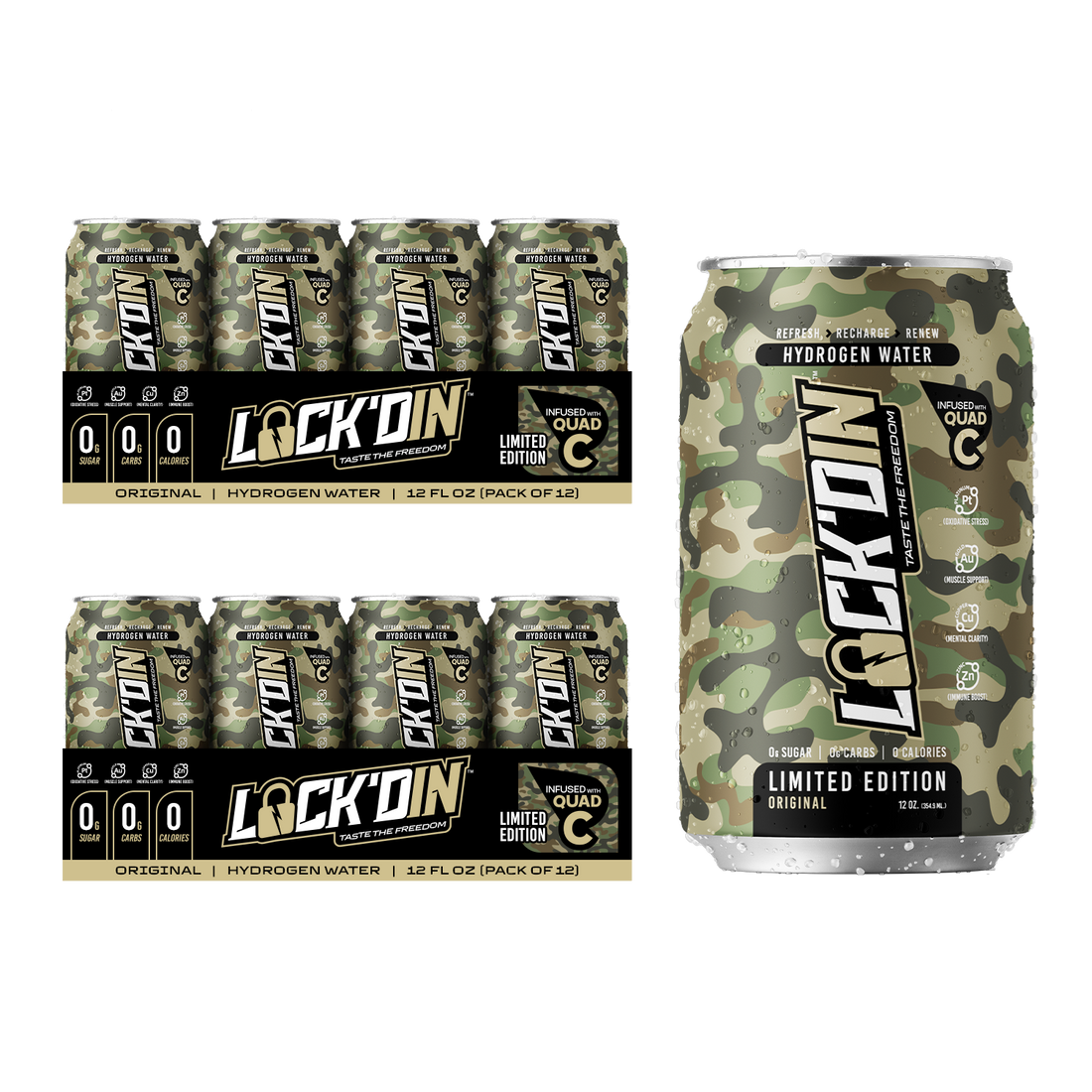 24-Pack LOCK'DIN Hydrogen Water: CAMO Edition