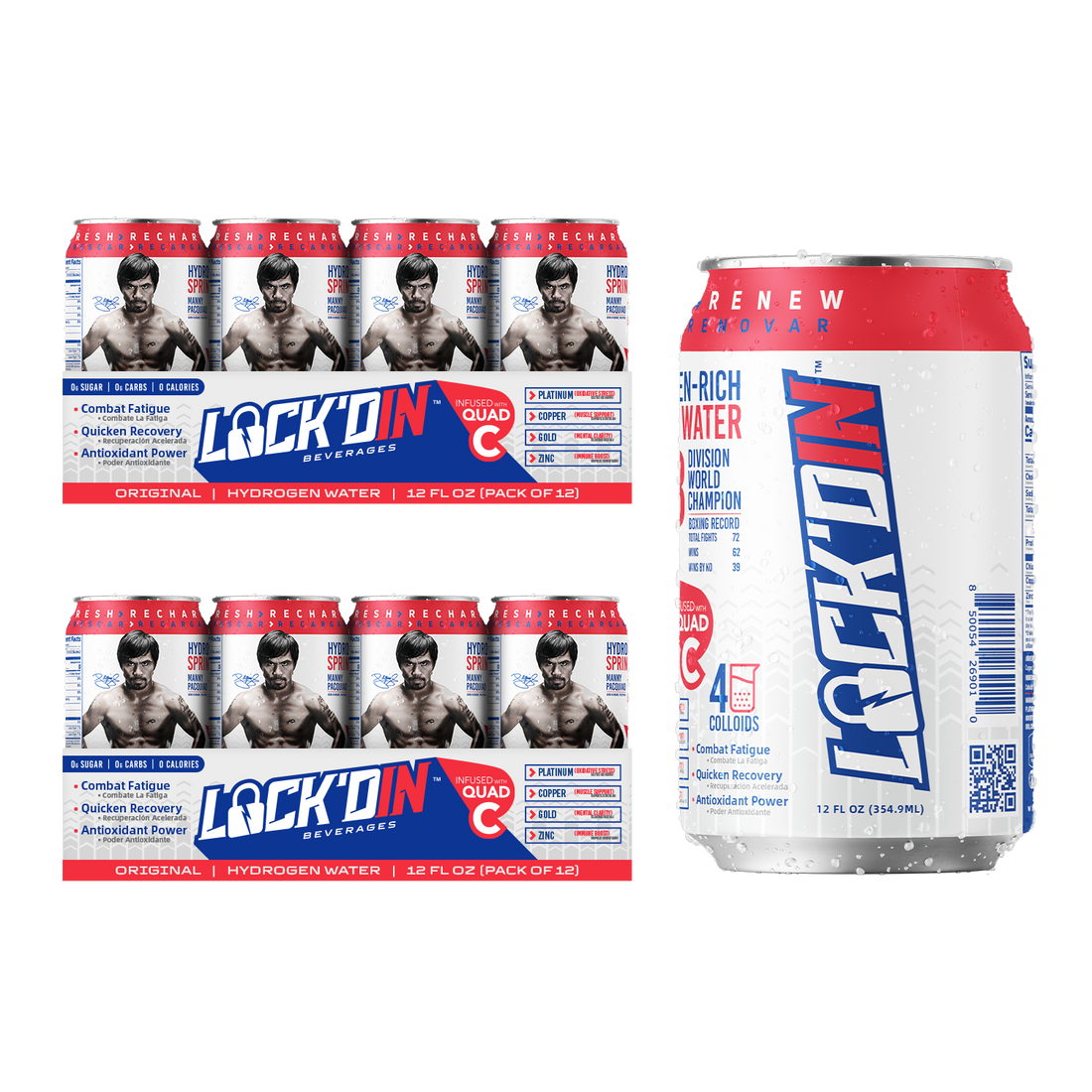 24-Pack LOCK'DIN Manny Pacquiao Hydrogen Water: Original