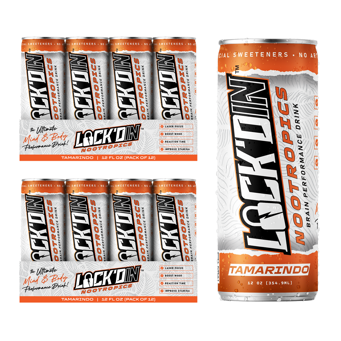 24-Pack LOCK'DIN Nootropic Performance Drink: Tamarindo