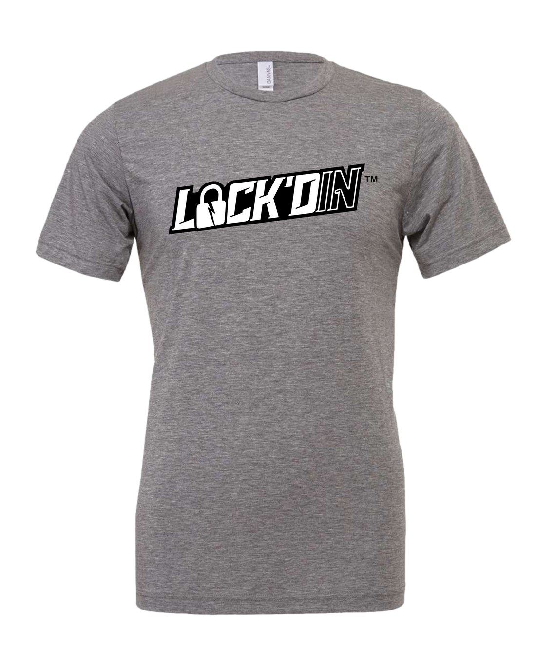 LOCK'DIN T-Shirts - Grey with Black & White Logo.