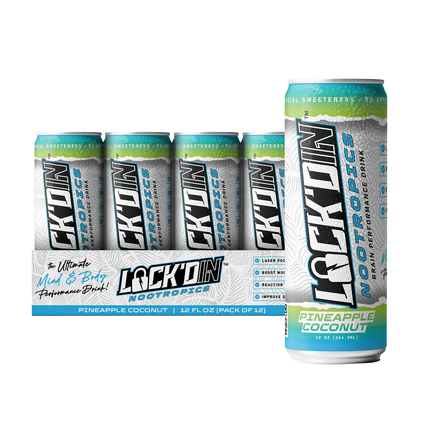 Nootropics Performance Drink Pineapple Coconut - LOCK'D IN